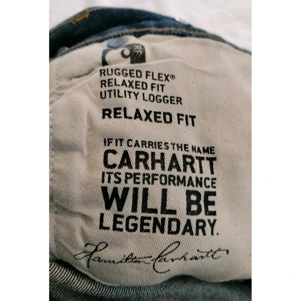 Carhartt Utility Logger Denim Jeans Men 42x32 (31)Relaxed Fit Rugged Flex